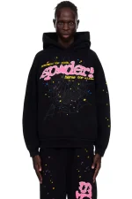 Sp5der P*nk Hoodie Black